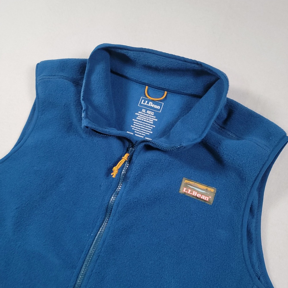 L.L.Bean Mountain Classic Fleece Vest Mens XL Blue Solid Regular Recycled Zip